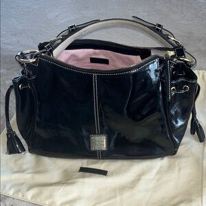 Sizable Vintage Perfect  Dooney & Bourke Black Patent Leather
